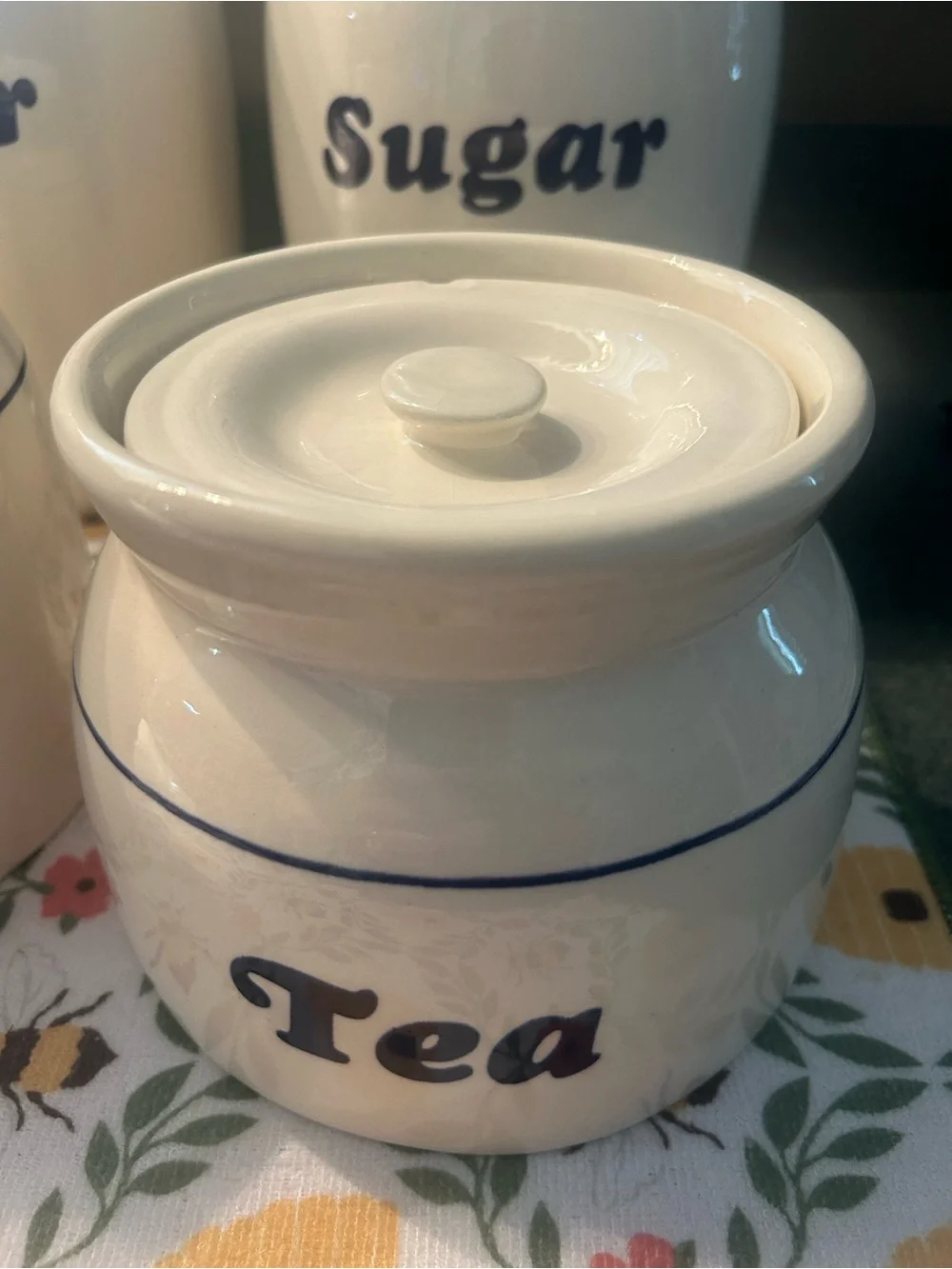 Ceramic Kitchen Canister Set - Flour Sugar Coffee Tea